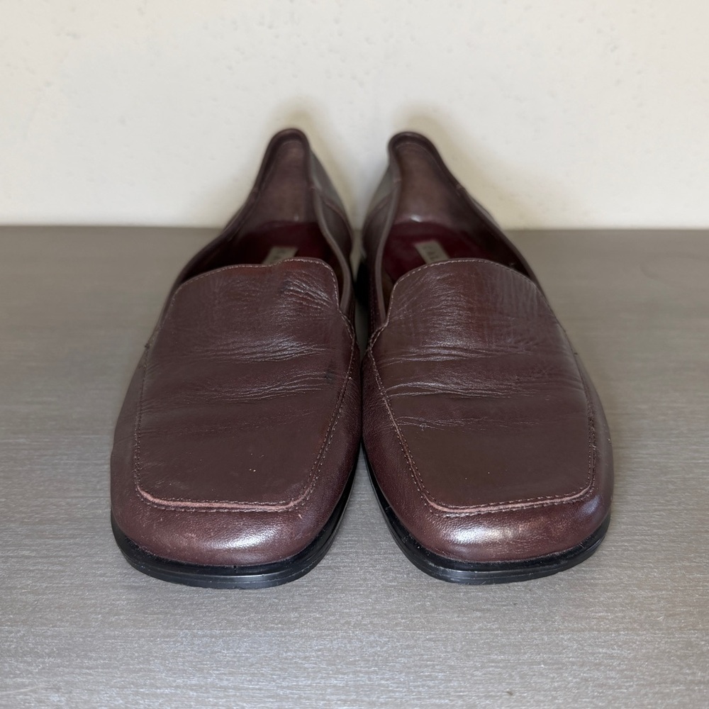 Calico Porter Brown Leather Square Toe Block Heel Loafers Women's Size 6.5 M - Picture 4 of 9